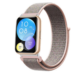 Strap-it® Huawei Watch Fit 2 nylon bandje (pink sand)