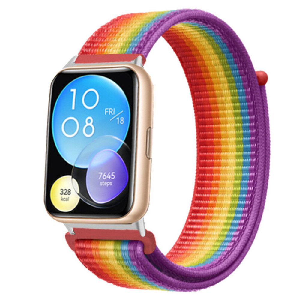 Strap-it® Strap-it Huawei Watch Fit 2 nylon bandje (regenboog) Strap-it® Strap-it Huawei Watch Fit 2 nylon bandje (regenboog)