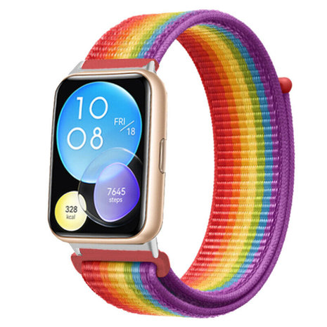 Strap-it® Strap-it Huawei Watch Fit 2 nylon bandje (regenboog) Strap-it® Strap-it Huawei Watch Fit 2 nylon bandje (regenboog)
