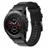 Strap-it® Garmin Fenix 5 / 6 nylon hybrid bandje (zwart) Strap-it® Garmin Fenix 5 / 6 nylon hybrid bandje (zwart)