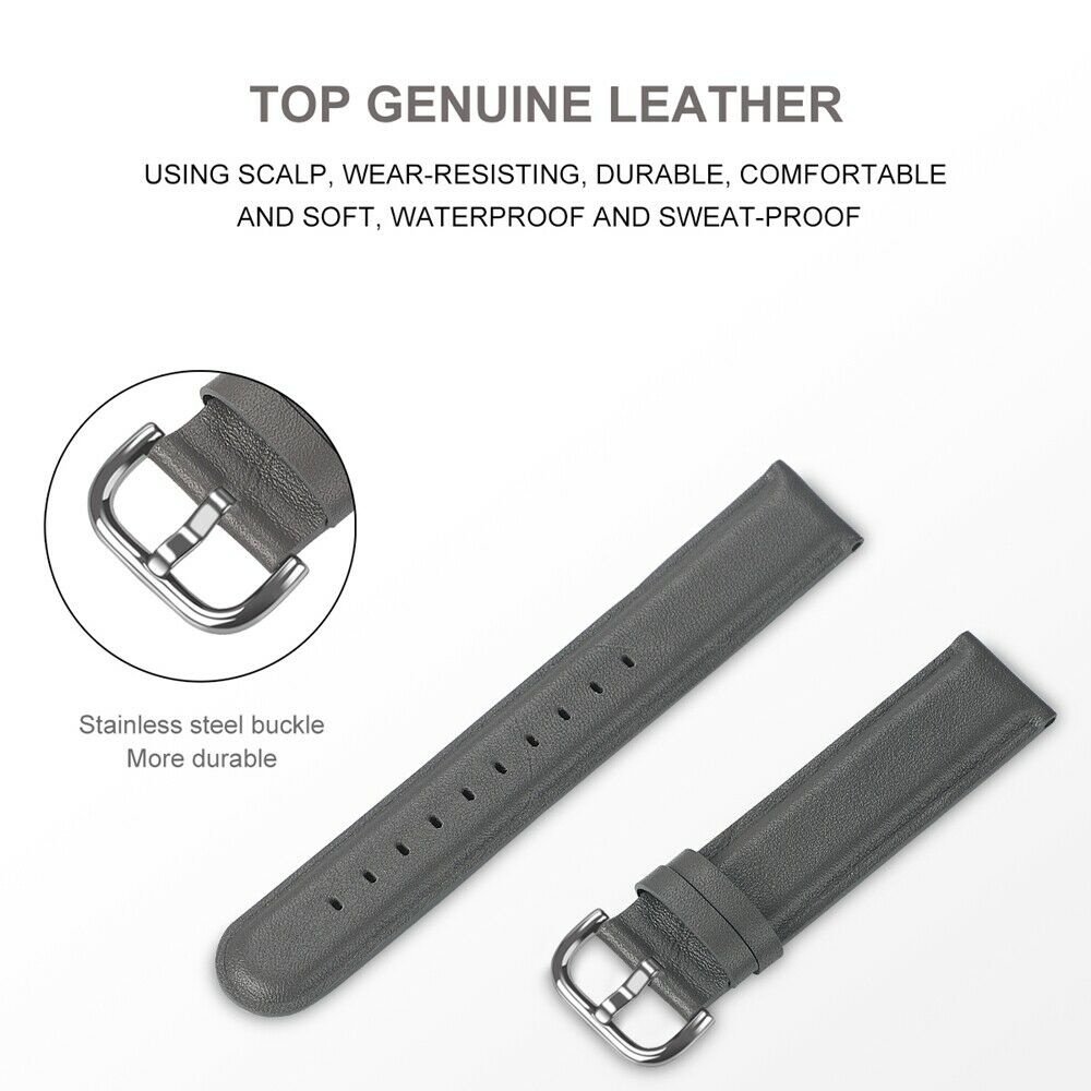 Strap-it® Strap-it Fossil Gen 5e 44mm leren bandje (donkergrijs)
