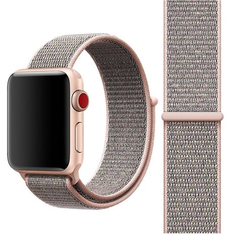 Strap-it® Strap-it Apple Watch 8 nylon bandje (pink sand) Strap-it® Strap-it Apple Watch 8 nylon bandje (pink sand)