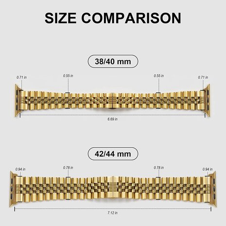Strap-it® Strap-it Apple Watch 8 Jubilee stalen band (goud)