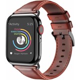 Strap-it® Apple Watch 8 leren bandje (rood-bruin)