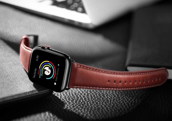 Strap-it® Strap-it Apple Watch 8 leren bandje (rood-bruin)