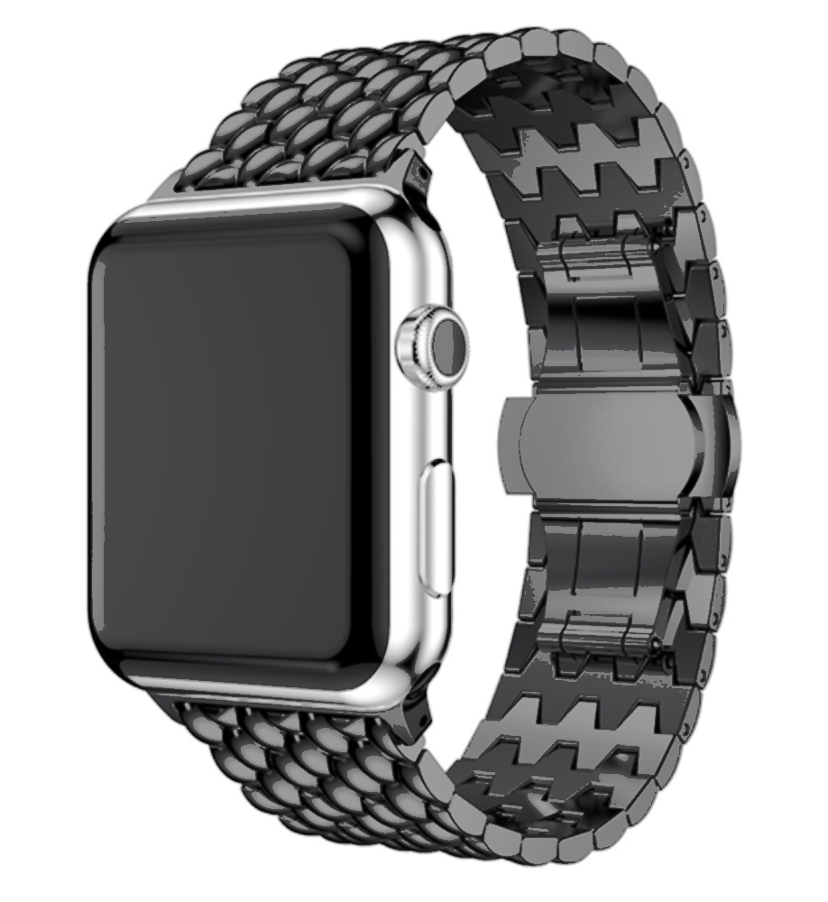 Strap-it® Strap-it Apple Watch 8 stalen draak band (zwart)