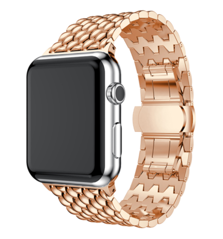 Strap-it® Strap-it Apple Watch 8 stalen draak band (rosé goud)