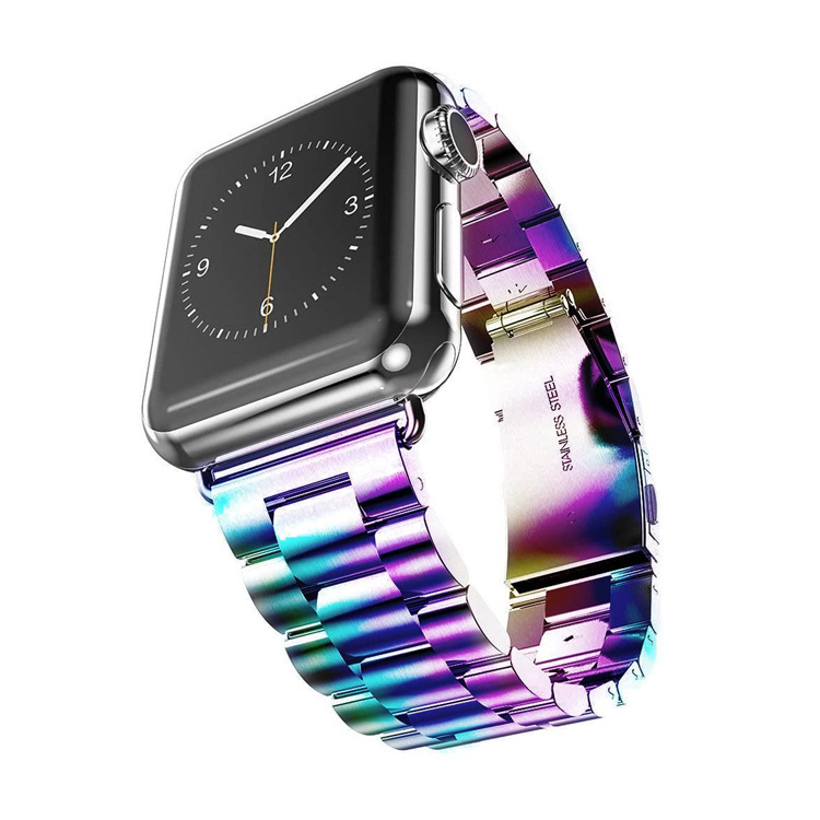 Strap-it Apple Watch 8 stalen band (regenboog)