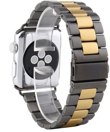 Strap-it® Strap-it Apple Watch 8 stalen band (zwart/goud)