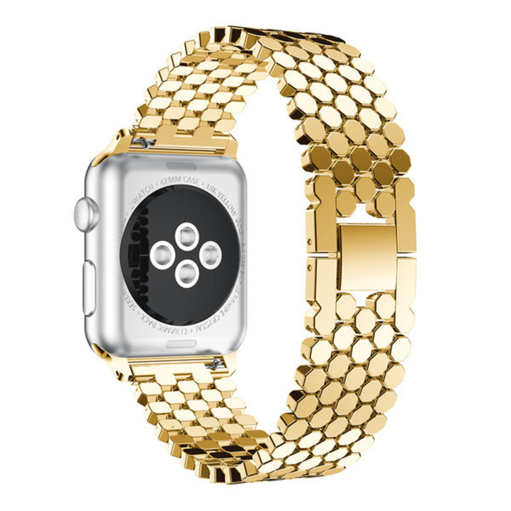 Strap-it® Strap-it Apple Watch 8 stalen vis band (goud)