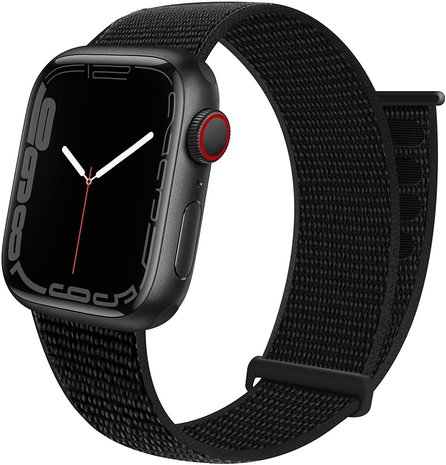 Strap-it® Strap-it Apple Watch 8 nylon loop bandje (zwart)