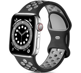 Strap-it® Apple Watch 8 sport bandje (zwart/grijs)