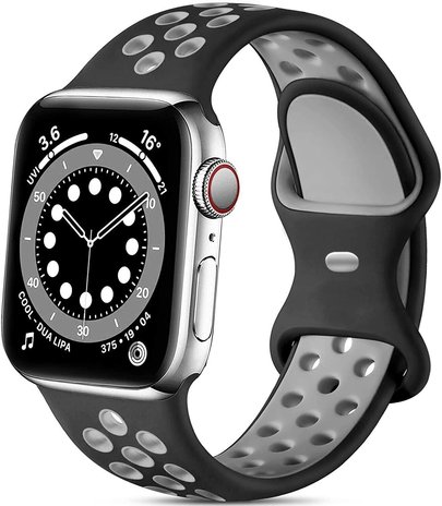 Strap-it® Strap-it Apple Watch 8 sport bandje (zwart/grijs)