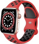 Strap-it® Strap-it Apple Watch 8 sport bandje (rood/zwart)