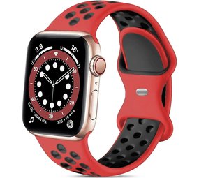 Strap-it® Apple Watch 8 sport bandje (rood/zwart)