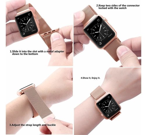 Strap-it® Strap-it Apple Watch 8 Milanese band (rosé) Strap-it® Strap-it Apple Watch 8 Milanese band (rosé)