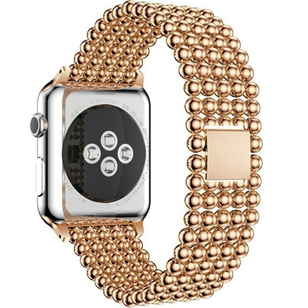 Strap-it® Strap-it Apple Watch 8 stalen kralen band (rosé goud)