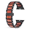 Strap-it® Strap-it Apple Watch 8 stalen/houten bandje (zwart/bruin) Strap-it® Strap-it Apple Watch 8 stalen/houten bandje (zwart/bruin)