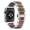 Strap-it® Strap-it Apple Watch 8 stalen/houten bandje (zilver/bruin) Strap-it® Strap-it Apple Watch 8 stalen/houten bandje (zilver/bruin)