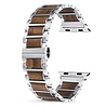 Strap-it® Strap-it Apple Watch 8 stalen/houten bandje (zilver/bruin) Strap-it® Strap-it Apple Watch 8 stalen/houten bandje (zilver/bruin)