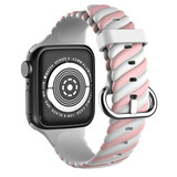 Strap-it® Apple Watch 8 Twisted siliconen bandje (wit/roze)