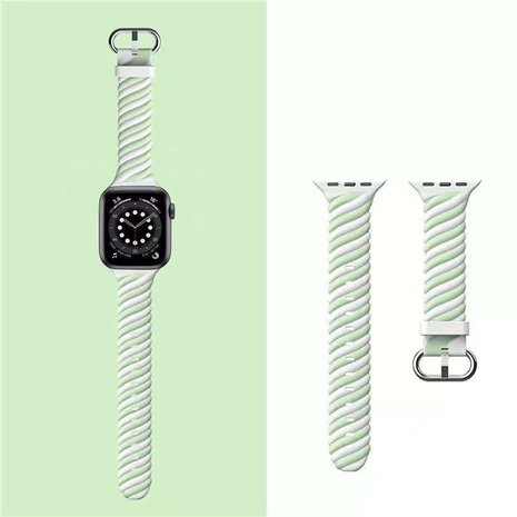 Strap-it® Strap-it Apple Watch 8 Twisted siliconen bandje (wit/groen)