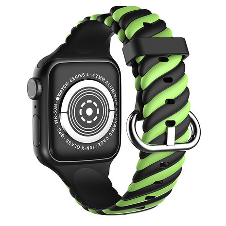 Strap-it® Strap-it Apple Watch 8 Twisted siliconen bandje (zwart/geel)