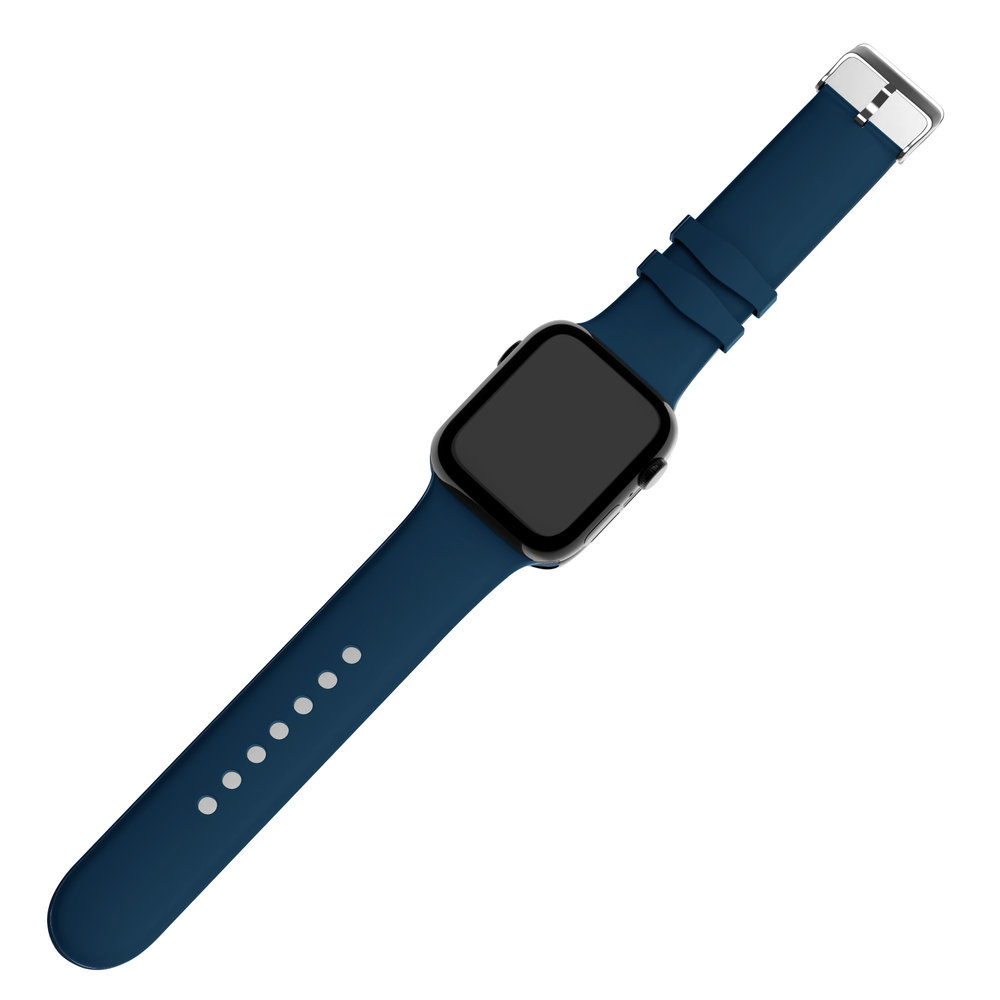 Strap-it® Strap-it Apple Watch 8 siliconen gesp bandje (donkerblauw)