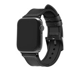 Strap-it® Apple Watch 8 leren hybrid gesp bandje (zwart)
