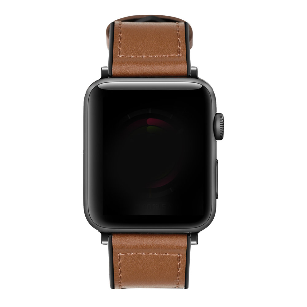 Strap-it® Strap-it Apple Watch 8 leren hybrid gesp bandje (bruin)