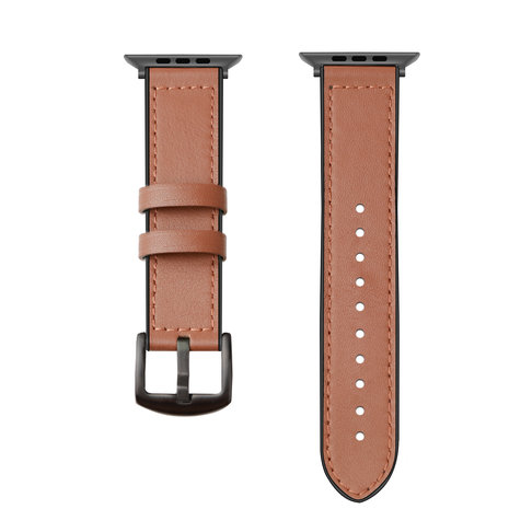 Strap-it® Strap-it Apple Watch 8 leren hybrid gesp bandje (bruin)
