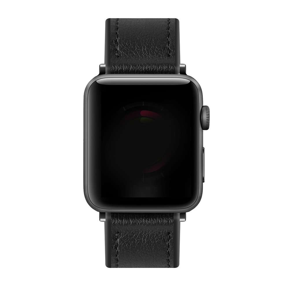 Strap-it® Strap-it Apple Watch 8 leren hybrid bandje (zwart)