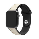 Strap-it® Apple Watch 8 leren hybrid bandje (zand wit)
