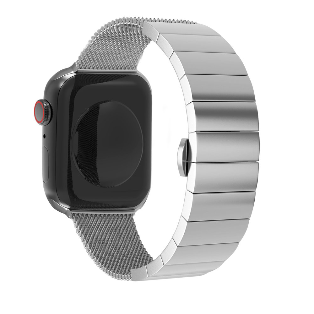 Strap-it® Strap-it Apple Watch 8 stalen Milanese band (zilver) Strap-it® Strap-it Apple Watch 8 stalen Milanese band (zilver)