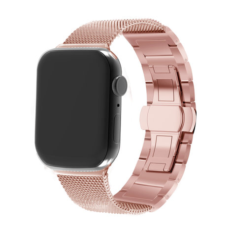 Strap-it® Strap-it Apple Watch 8 stalen Milanese band (rosé goud) Strap-it® Strap-it Apple Watch 8 stalen Milanese band (rosé goud)
