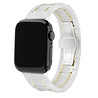 Strap-it® Strap-it Apple Watch 8 keramiek stalen band (wit/goud) Strap-it® Strap-it Apple Watch 8 keramiek stalen band (wit/goud)