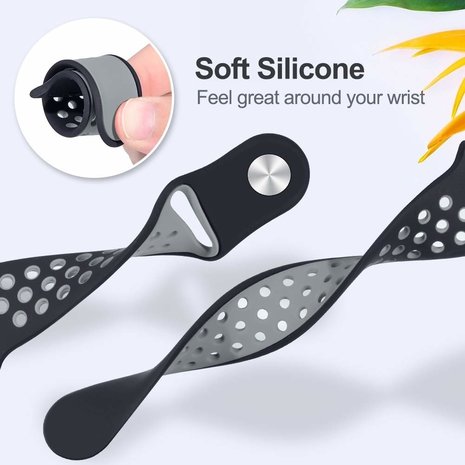 Strap-it® Strap-it Apple Watch Ultra sport+ band (zwart/grijs)