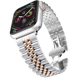 Strap-it® Apple Watch Ultra Jubilee stalen band (zilver/rosé goud)
