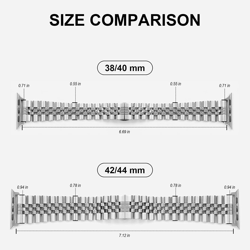 Strap-it® Strap-it Apple Watch Ultra Jubilee stalen band (zilver)