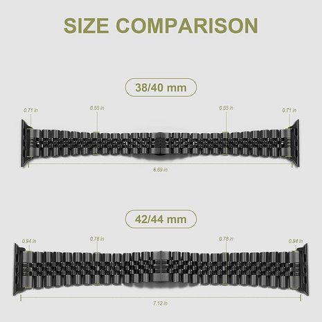 Strap-it® Strap-it Apple Watch Ultra Jubilee stalen band (zwart) Strap-it® Strap-it Apple Watch Ultra Jubilee stalen band (zwart)