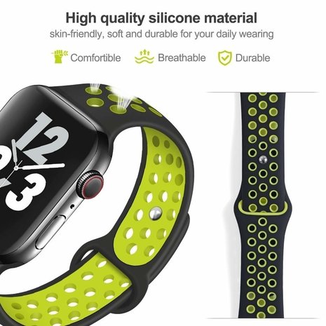 Strap-it® Strap-it Apple Watch Ultra sport+ band (zwart/geel)