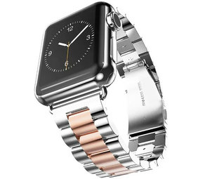 Strap-it® Apple Watch Ultra stalen band (zilver/rosé goud)