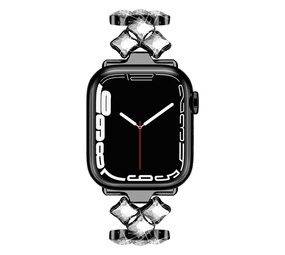 Strap-it® Steel Diamond Apple Watch Ultra band (zwart)
