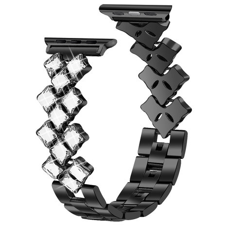 Strap-it® Strap-it Steel Diamond Apple Watch Ultra band (zwart)