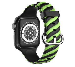Strap-it® Apple Watch Ultra Twisted siliconen bandje (zwart/geel)