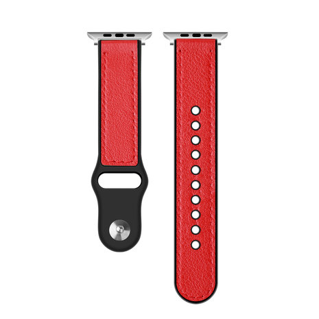 Strap-it® Strap-it Apple Watch Ultra leren hybrid bandje (rood)