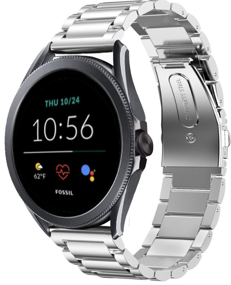 Strap-it® Strap-it Fossil Gen 5e 44mm stalen band (zilver)