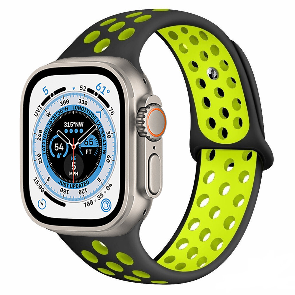 Apple Watch Ultra sport+ band (zwart/geel) Smartwatchbanden.nl