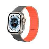 Strap-it® Apple Watch Ultra magnetisch siliconen bandje (grijs/oranje)