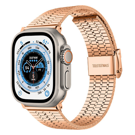 Apple Watch Ultra luxe roestvrij stalen band rose goud Smartwatchbanden